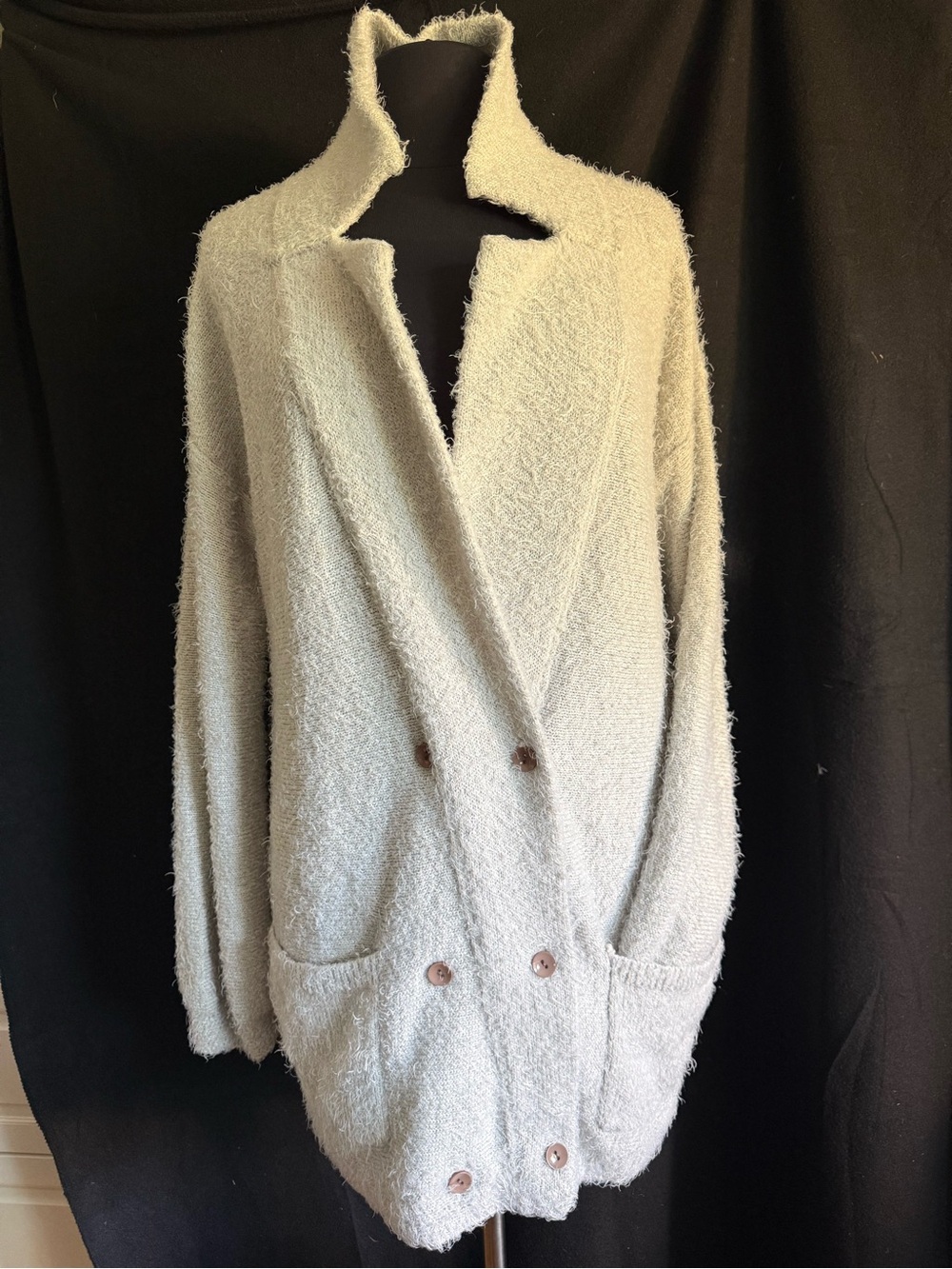 Cozy Double-Breasted Silver Bouclé Jacket